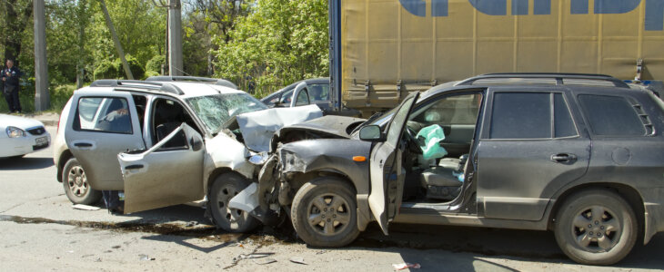 Head on collision between two cars