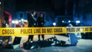 Augusta wrongful death lawyer: crime scene tape marking where a fatal accident happened